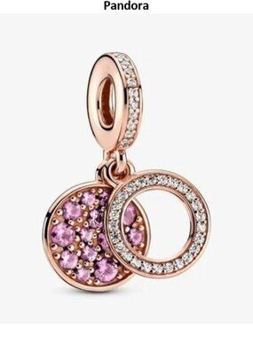 Pandora Sparkling Pink Disc Double Dangle Charm
